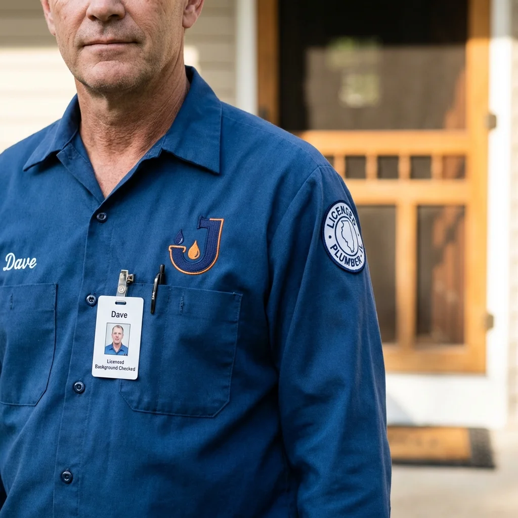 Licensed plumber showing ID badge in Lake Havasu City, AZ