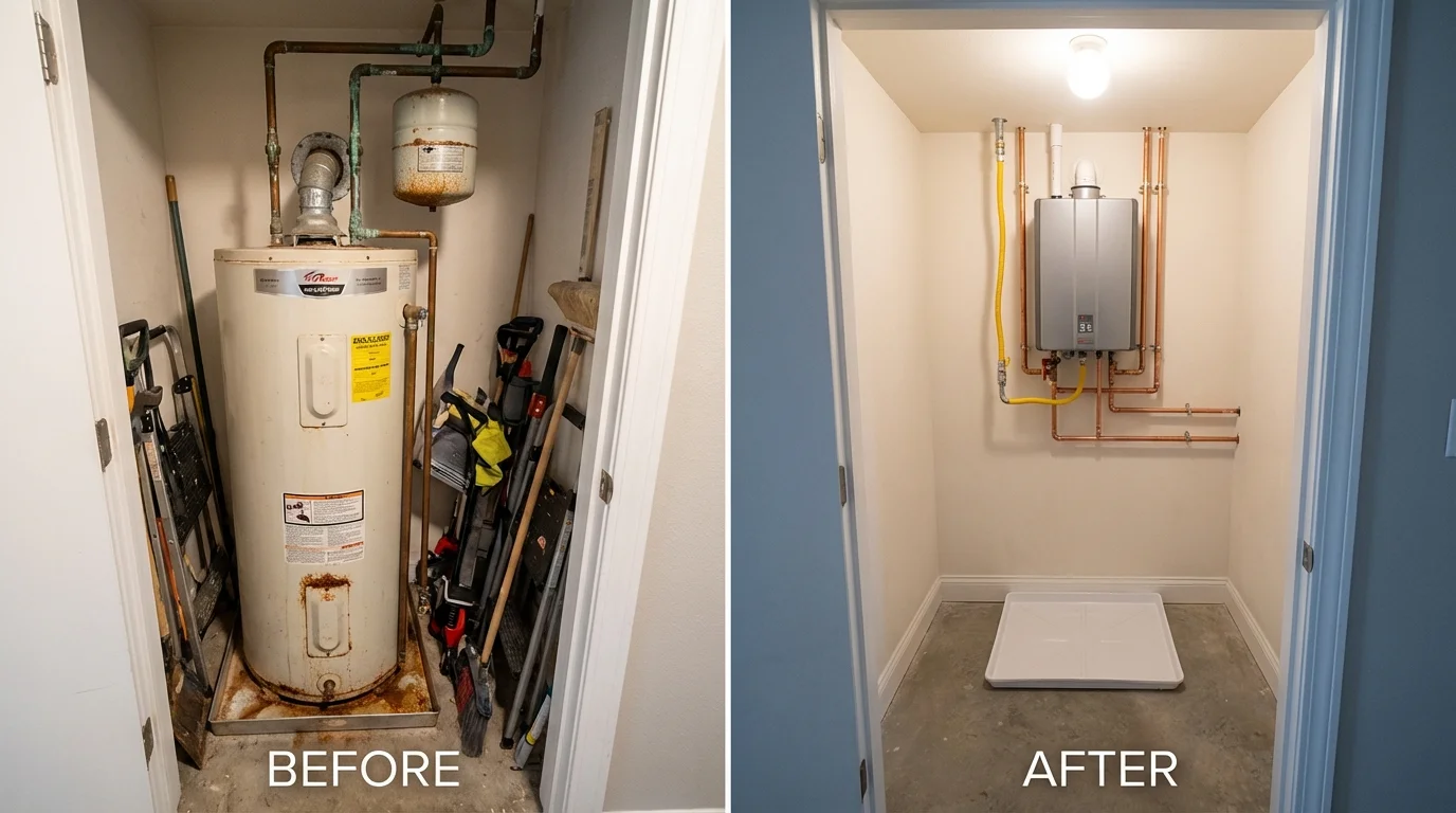 Tank water heater versus wall-mounted tankless unit comparison for Lake Havasu City, AZ homeowners