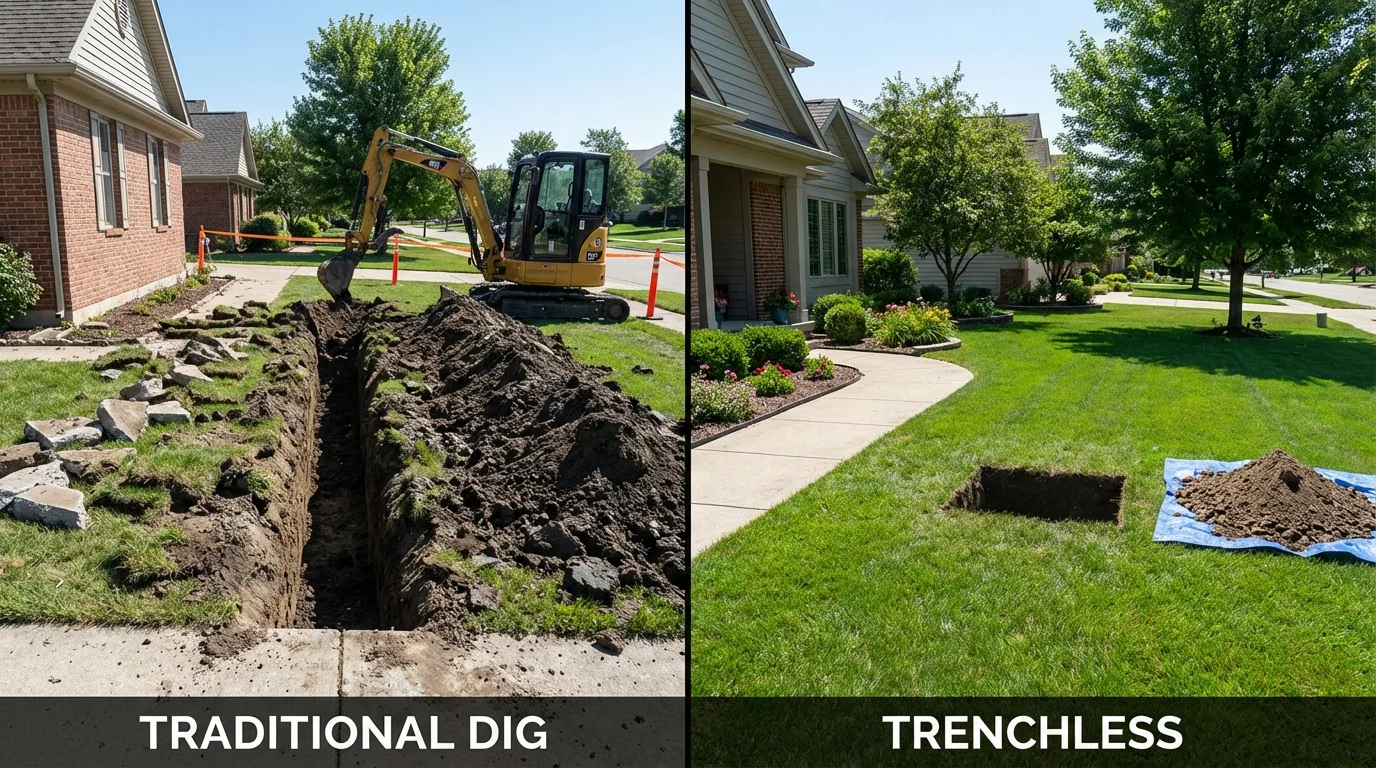 Trenchless sewer repair with minimal yard damage versus traditional excavation in Lake Havasu City, AZ